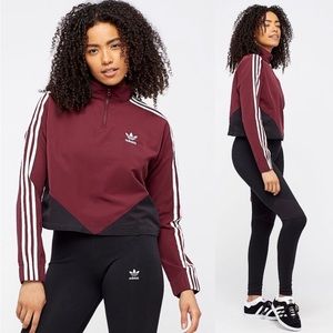Adidas Quarter Zip Cropped Windbreaker Top